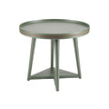 Modern Round Green Side Table with Tray Design and Triangular Base