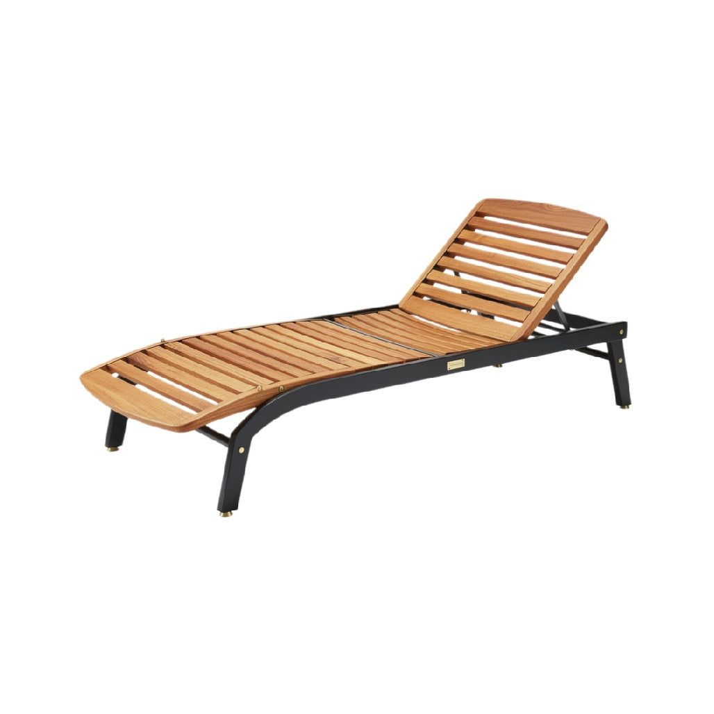 Adjustable Wooden Lounger with Metal Frame for Outdoor Relaxation