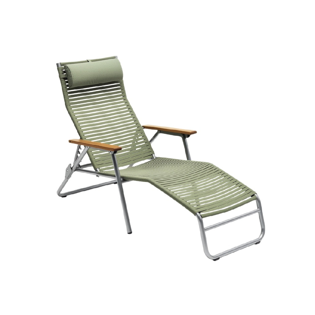 Adjustable Outdoor Reclining Lounge Chair with Wood Accents